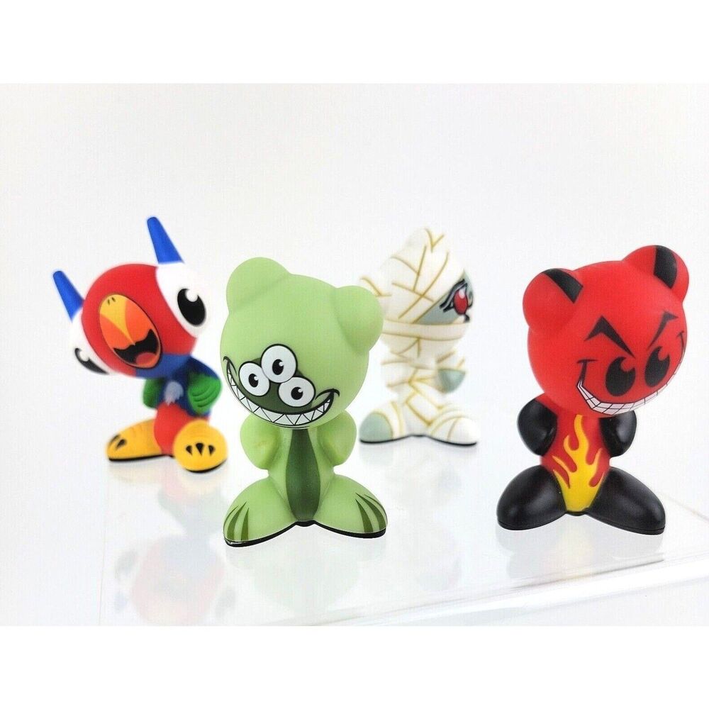 Lot Of 4 U.B. Funkeys Radical Vinyl Figures 3 Inch Computer Game Toys